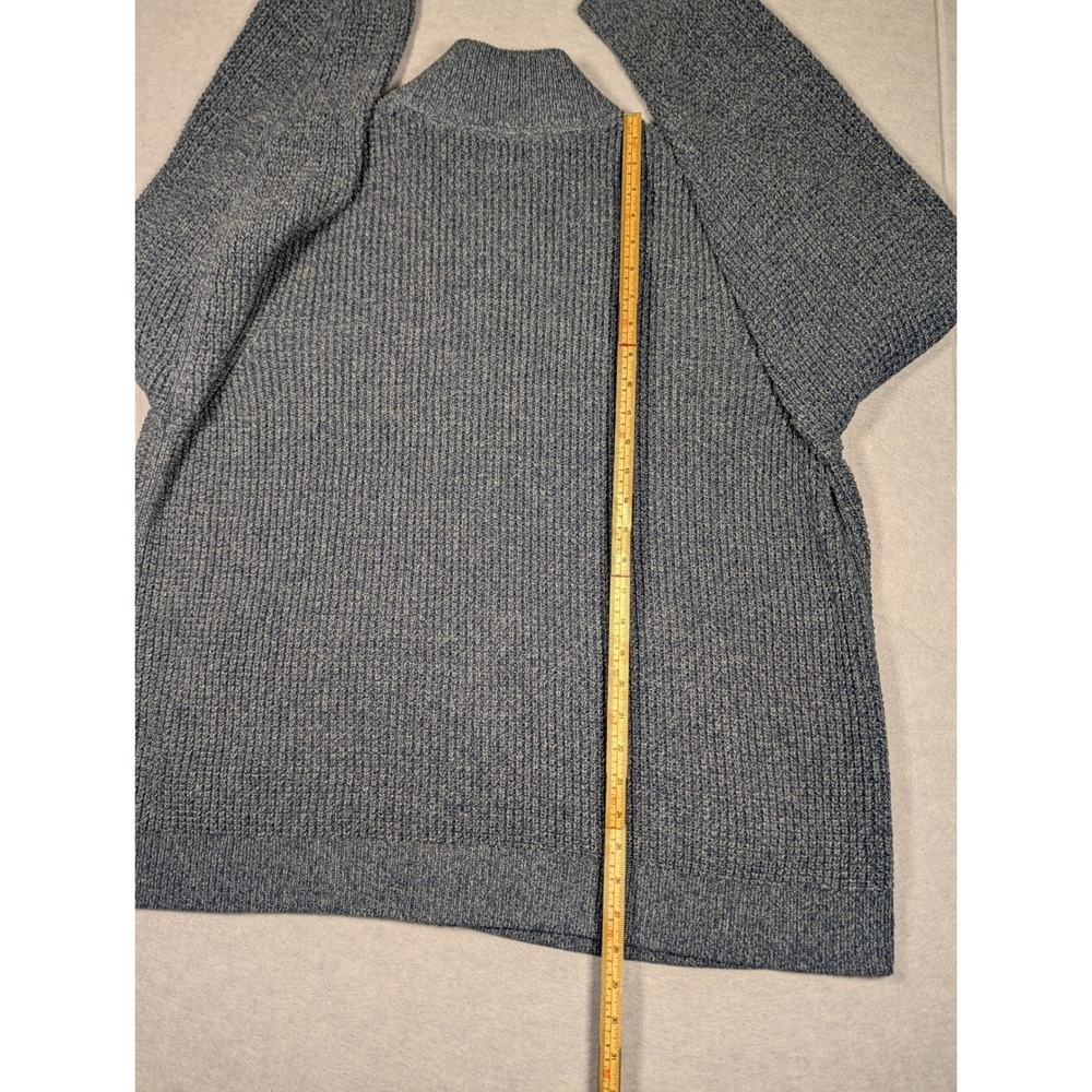 LL Bean Full Zip Sweater Mens XXL Blue Organic Cotton Knit Mock Neck Excellent - Picture 4 of 7